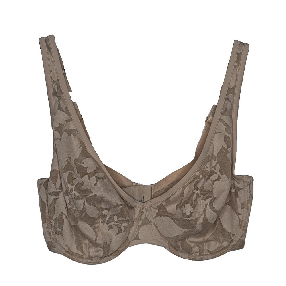 ThirdLove Bra 32F Taupe Unlined Foliage Perfect Coverage Underwire Floral Lace